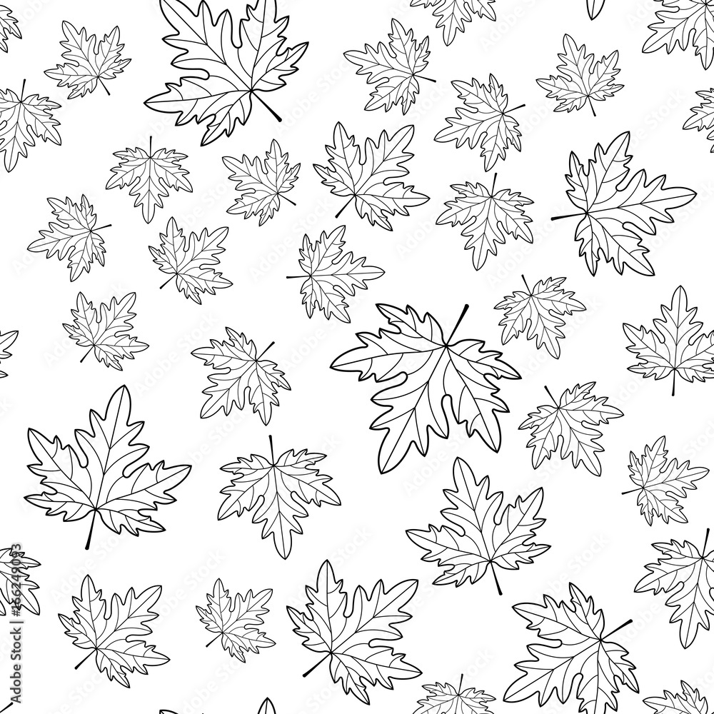 Maple leaf contour seamless pattern