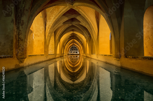 Baños de María de Padilla, Sevilla, España, view of the beautiful pool with reflection photo