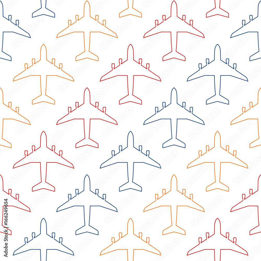 Obraz premium seamless pattern with colour contours of passenger aircraft