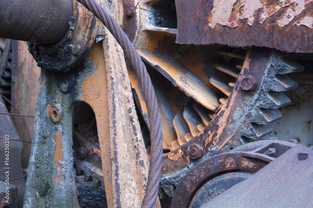 Close up of rusting metal cogs