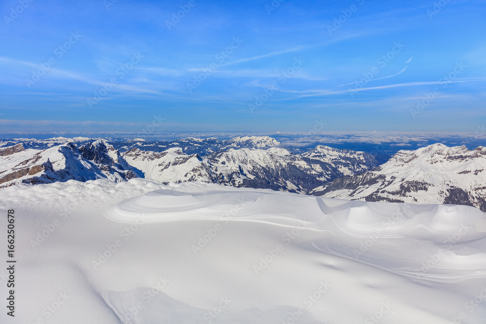 View from Mt. Titlis in Switzerland in winter