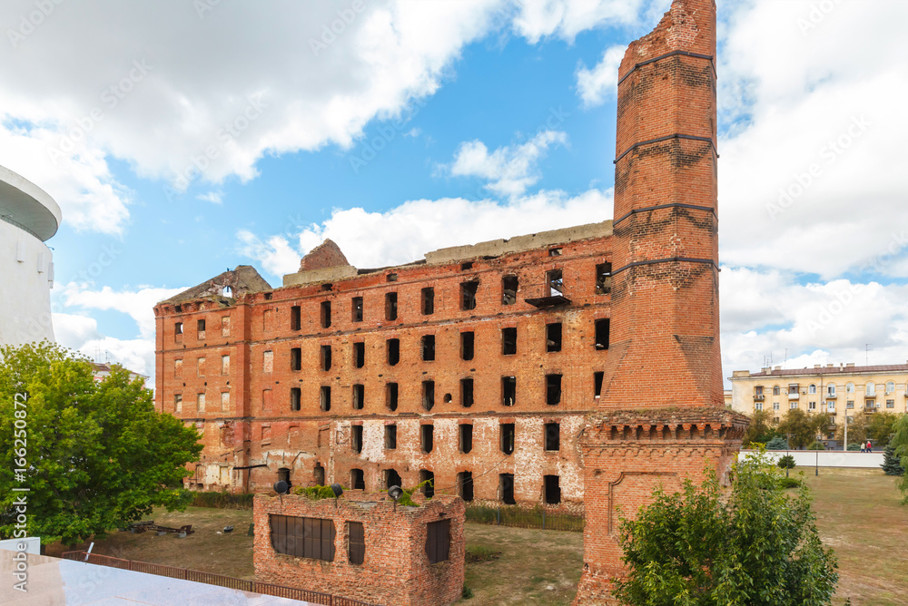 Red brick mill, ruined during the World War 2