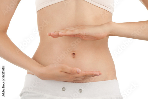Slim Body of Young Woman with Perfect Work of Intestinal Motility
