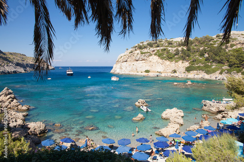 Anthony Quinn Bay, Rhodes in Faliraki. Beautiful beach on the island of Rhodes. One of the most beautiful bays in the city of Faliraki, Greece. photo