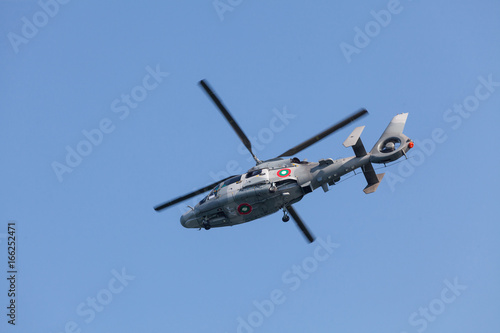 Military helicopter in flight