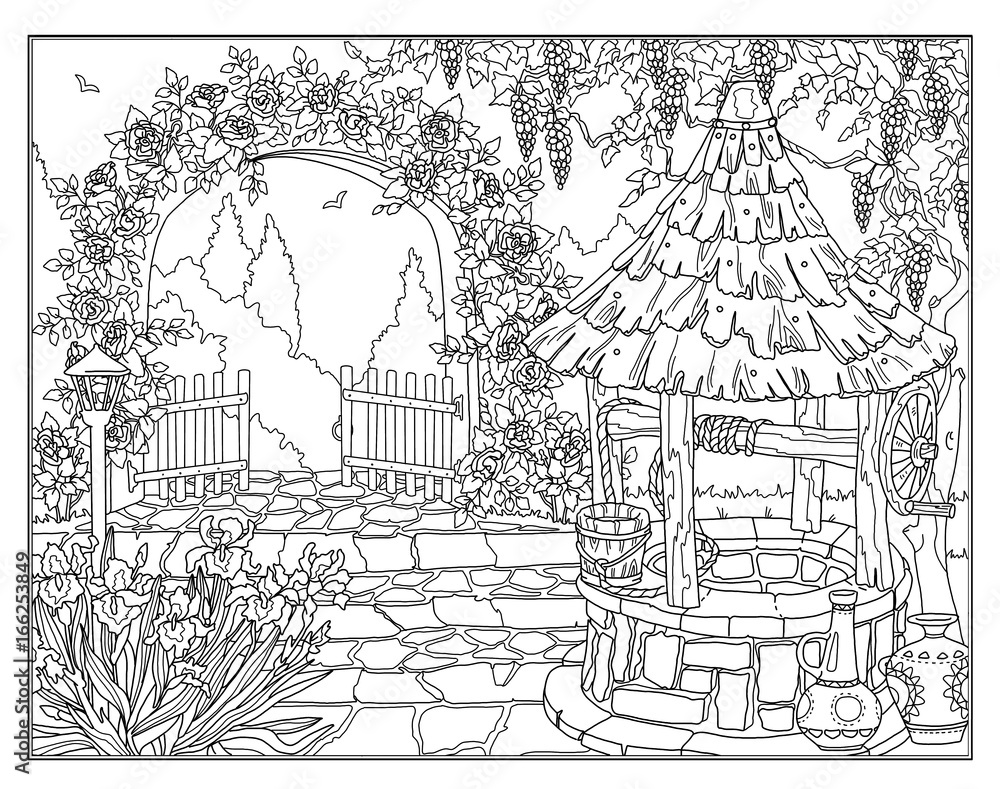 Naklejka premium Coloring page the Garden