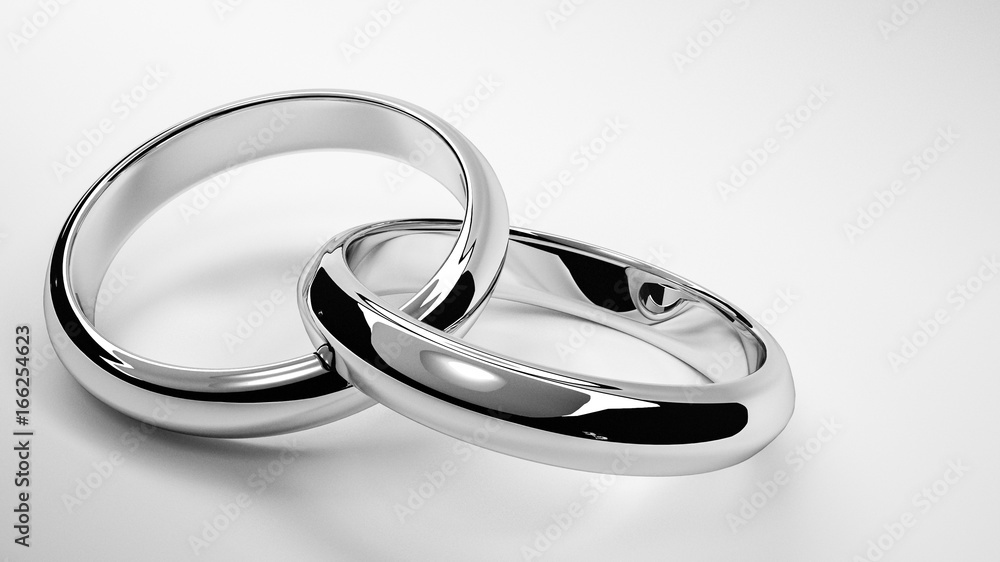 3d render of silver interlaced wedding rings 3d render of silver interlaced wedding rings