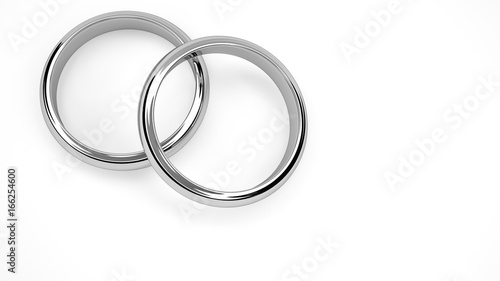 3d render of silver wedding rings from top
