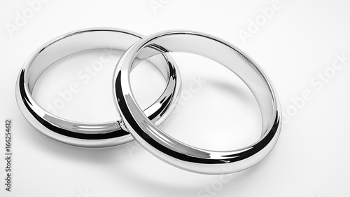3d render of silver wedding rings