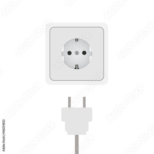 Electric plug and socket. Get connected isolated vector on the white background