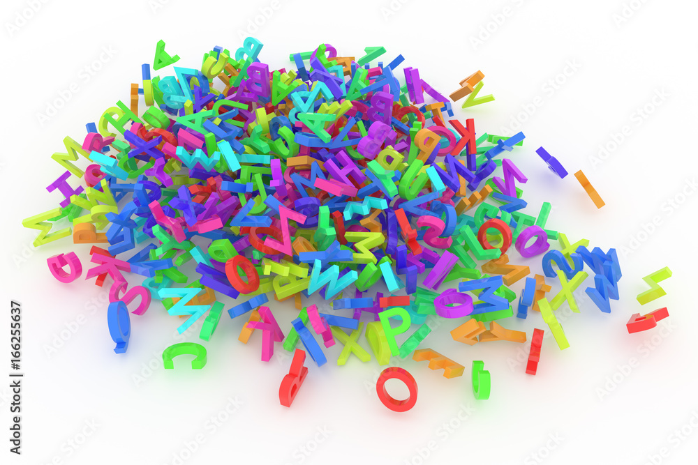 Stack of colorful alphabets letters from A to Z for education or learning conceptual, isolated on white background, 3D rendered image Stack of colorful alphabets letters from A to Z for education or learning conceptual, isolated on white background, 3D rendered image