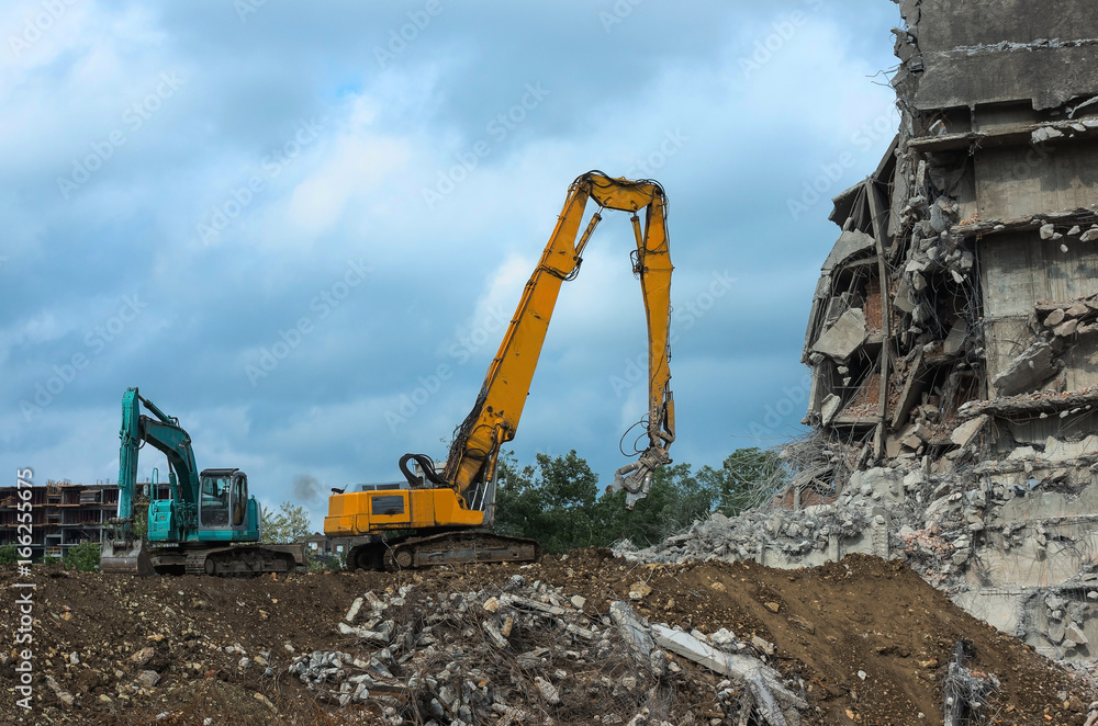 Clearing an urban area from a demolished building Clearing an urban area from a demolished building