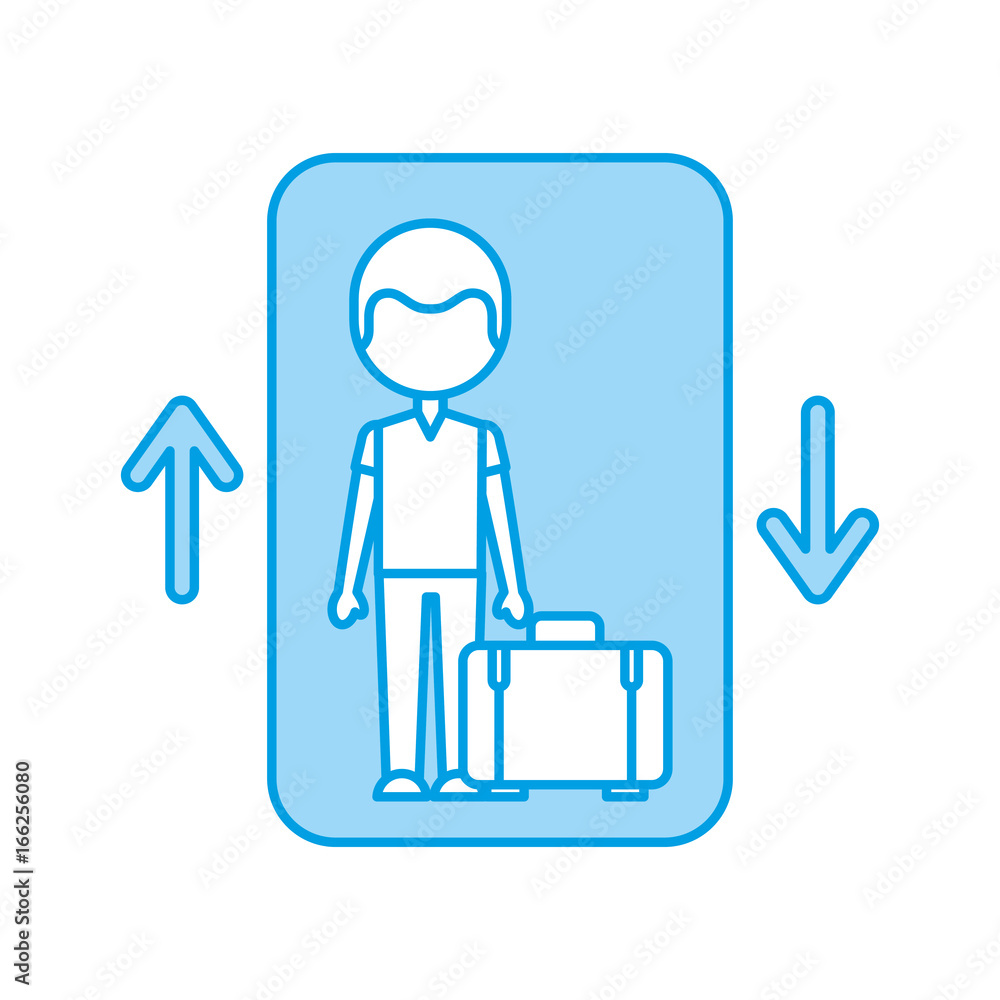 traveler with suitcase avatar in elevator