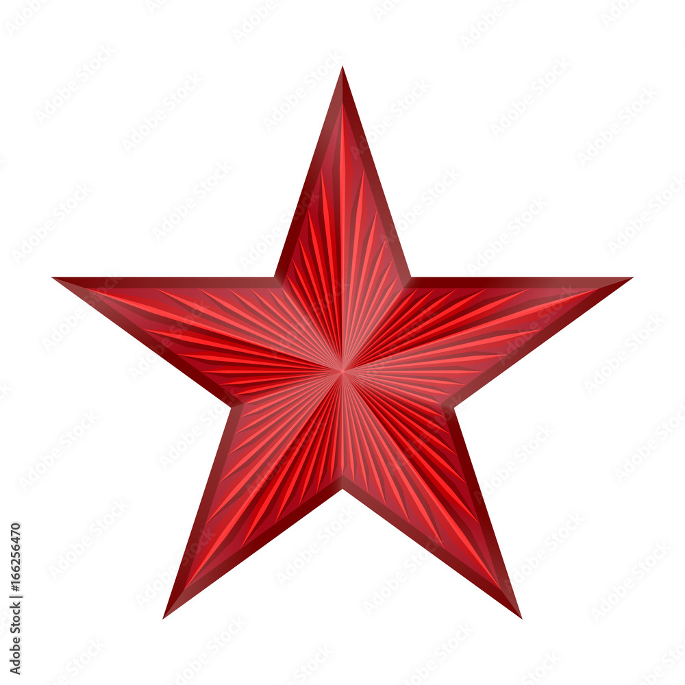 Obraz premium shiny red star with rays on a white background