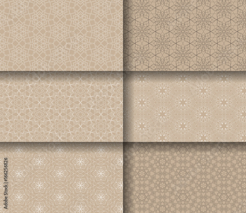Set of seamless patterns tile with mandalas. Vintage decorative elements. Hand drawn background. Islam, Arabic, Indian, ottoman motifs. Perfect for printing on fabric or paper.