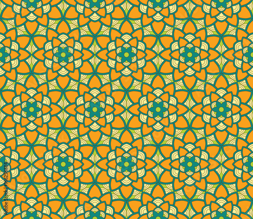 Seamless pattern tile with mandalas. Vintage decorative elements. Hand drawn background. Islam, Arabic, Indian, ottoman motifs. Perfect for printing on fabric or paper.