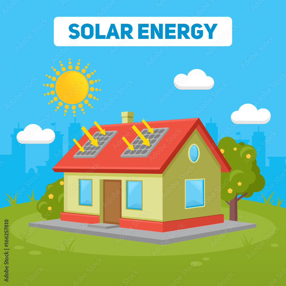 Solar energy panels house ecology
