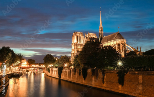 Notre Dame Cathedral at night, Paris, France