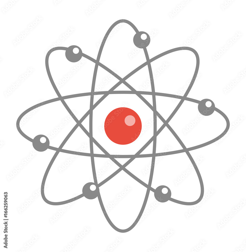 Atom molecule icon, flat, cartoon style. Isolated on white background. Vector illustration Atom molecule icon, flat, cartoon style. Isolated on white background. Vector illustration