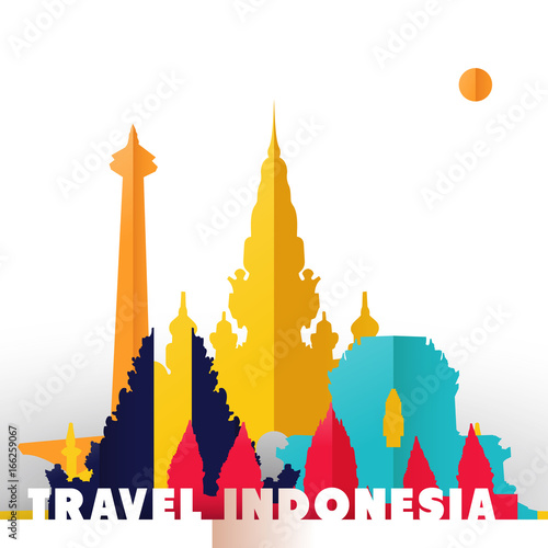 Travel Indonesia paper cut world monuments