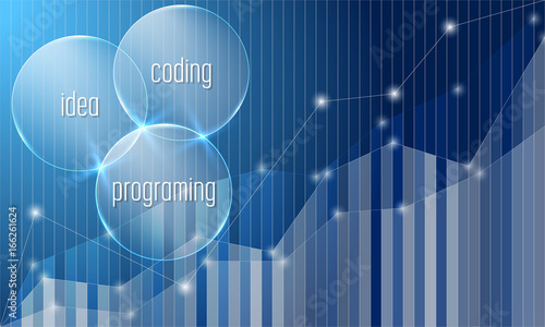 Inscription idea, coding, programming and abstract graph