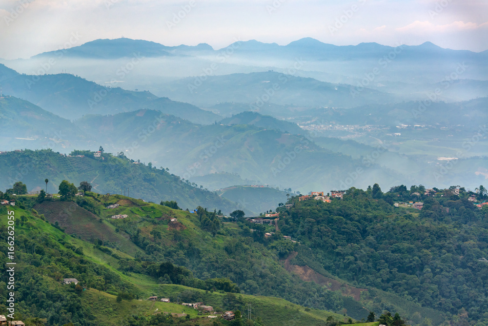 Fototapeta premium Mist Shrouded Landscape near Manizales