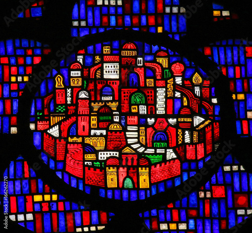 Картината върху платно Stained Glass in Worms - New Jerusalem