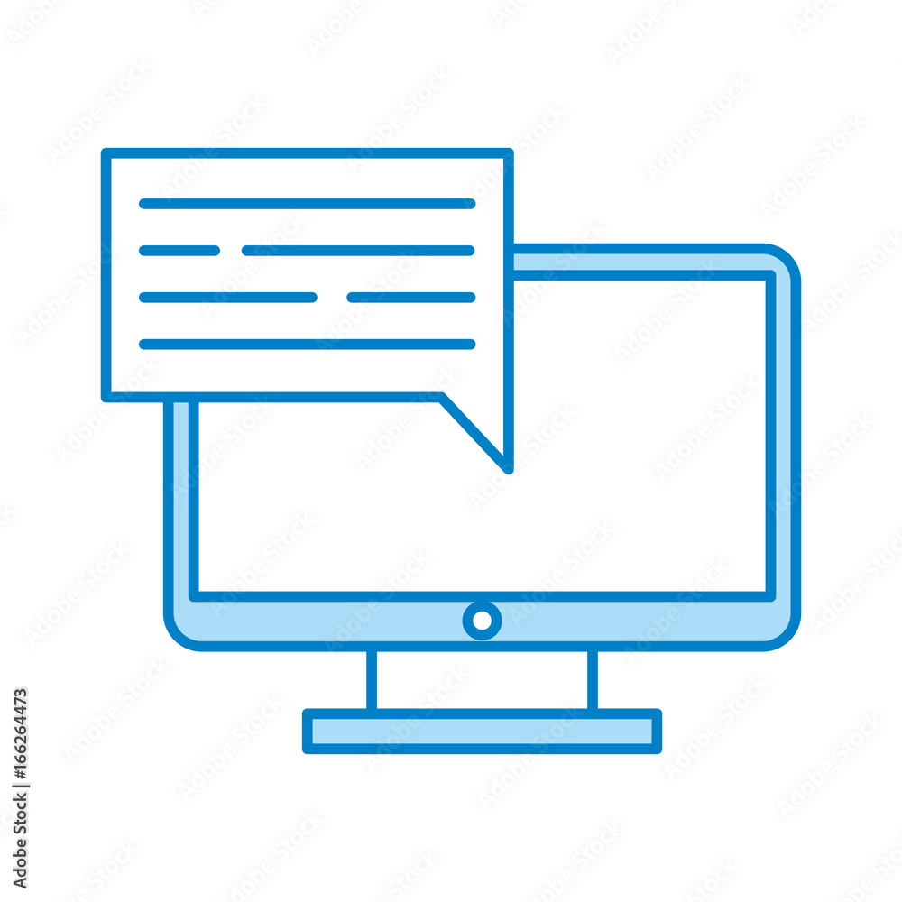 computer desktop with speech bubble computer desktop with speech bubble