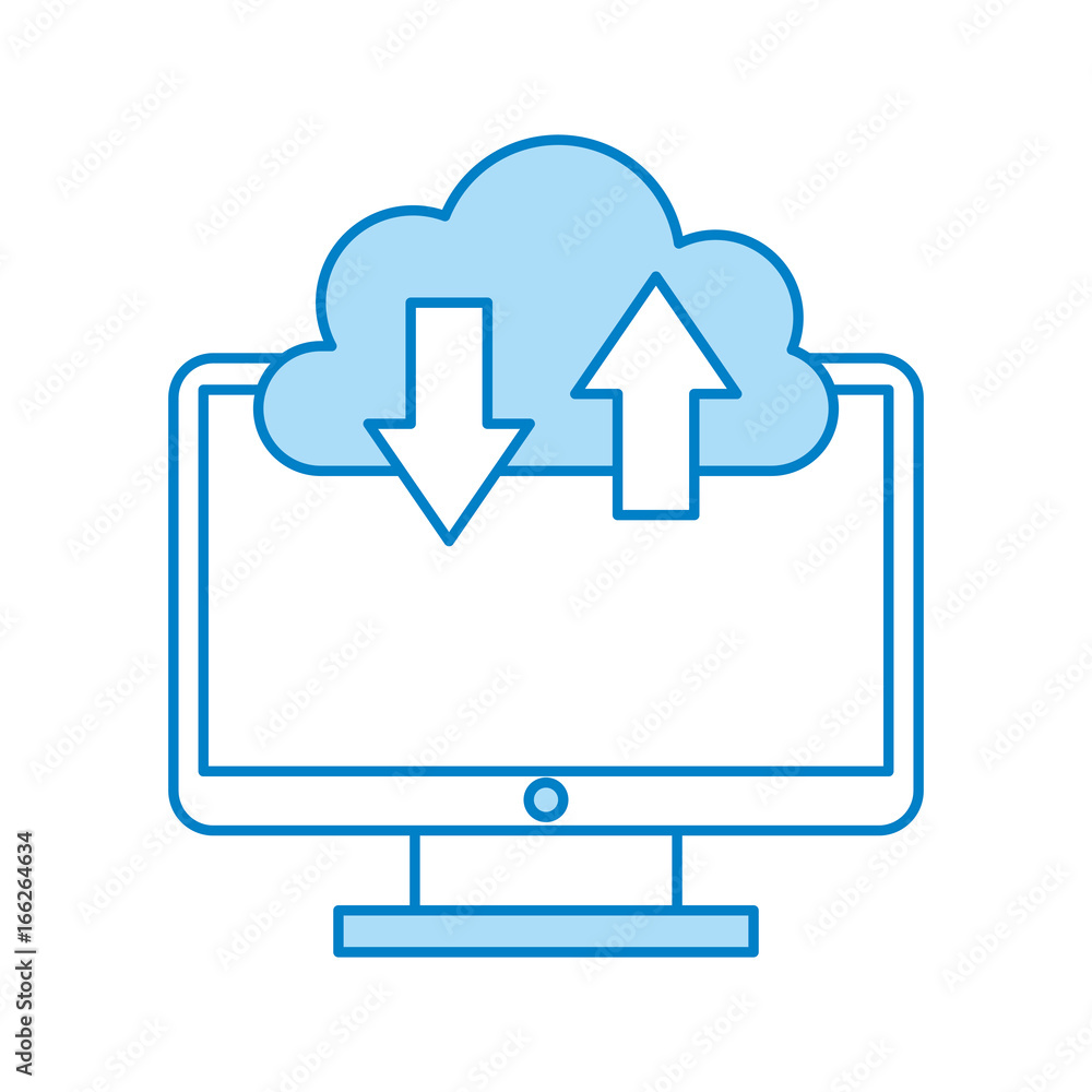 computer desktop with cloud computing computer desktop with cloud computing