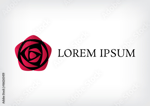 rose vector logo design template, minimal petal beauty icon, salon floral abstract sign, floral logo, vector illustration