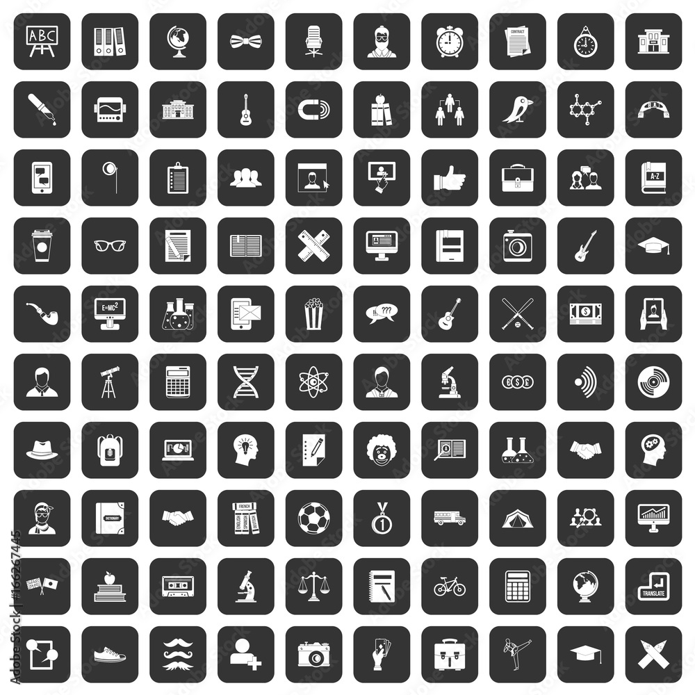 100 student icons set black 100 student icons set black