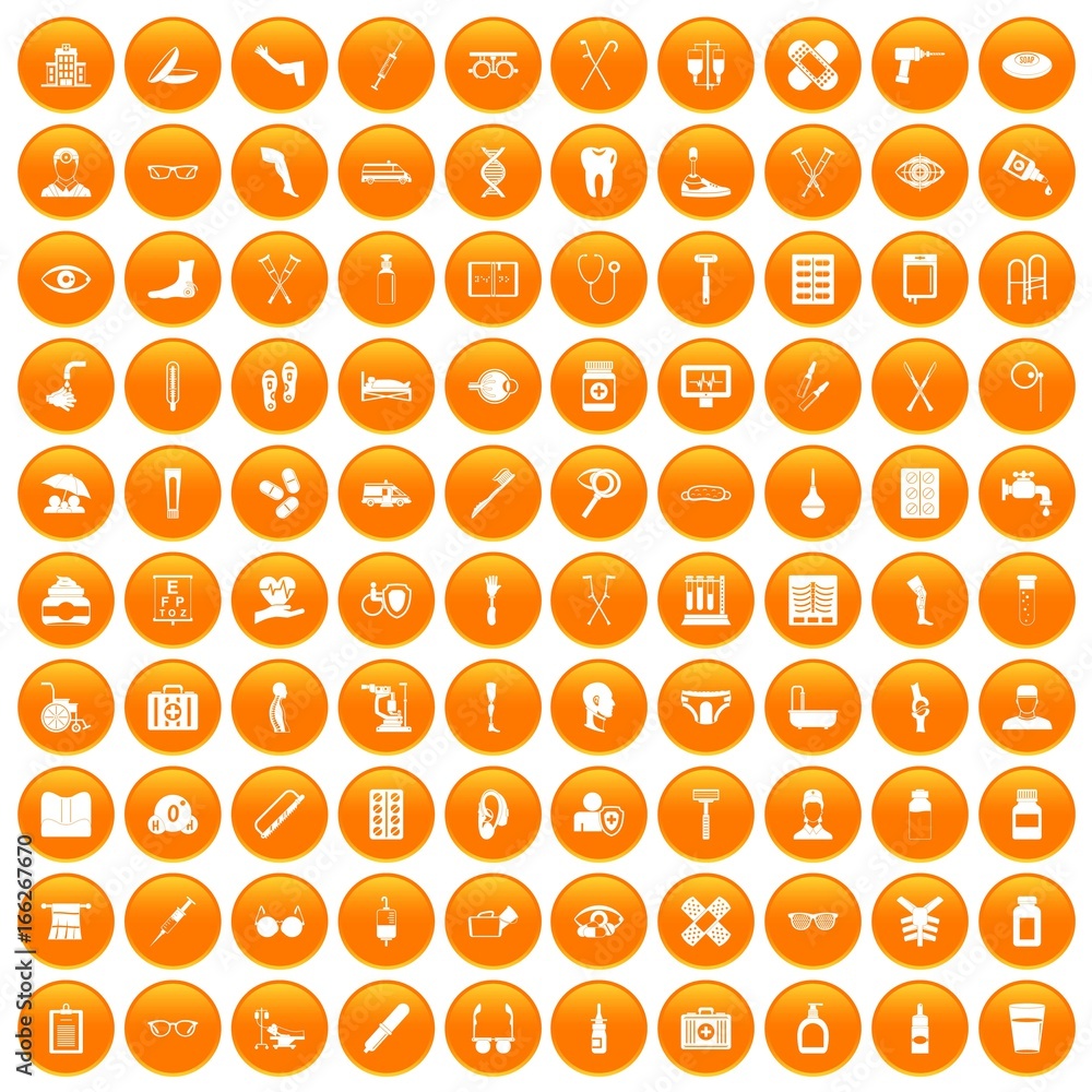 100 disabled healthcare icons set orange 100 disabled healthcare icons set orange