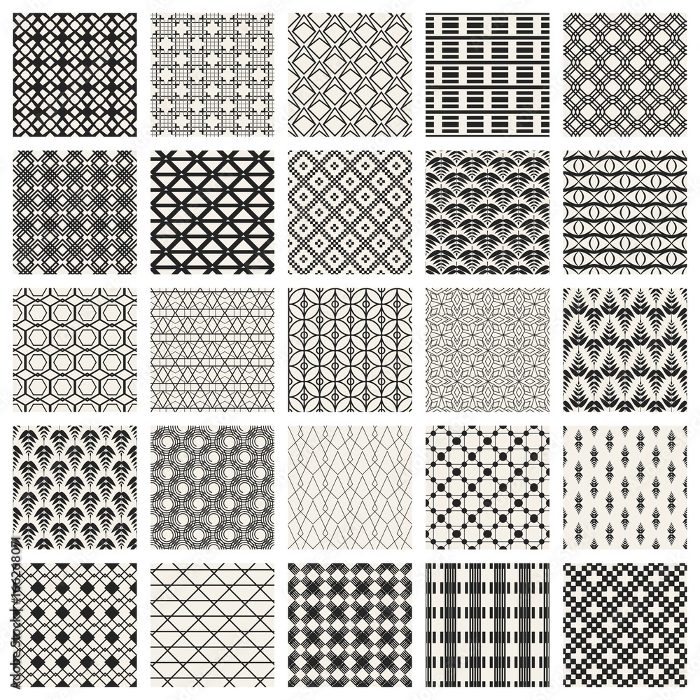 Abstract concept vector monochrome geometric pattern. Black and white minimal background. Creative illustration template. Seamless stylish texture. For wallpaper, surface, web design, textile, decor.
