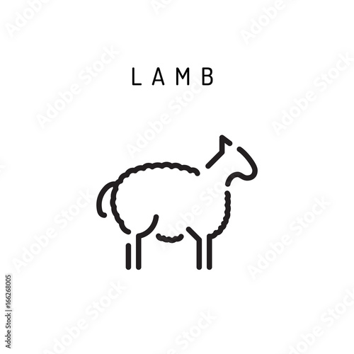 sheep icon, vector lamb lamb outline icon. Isolated lamb label