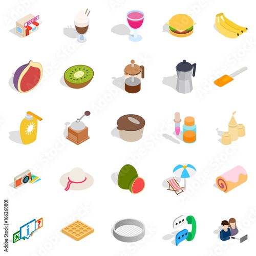 Brunch icons set, isometric style