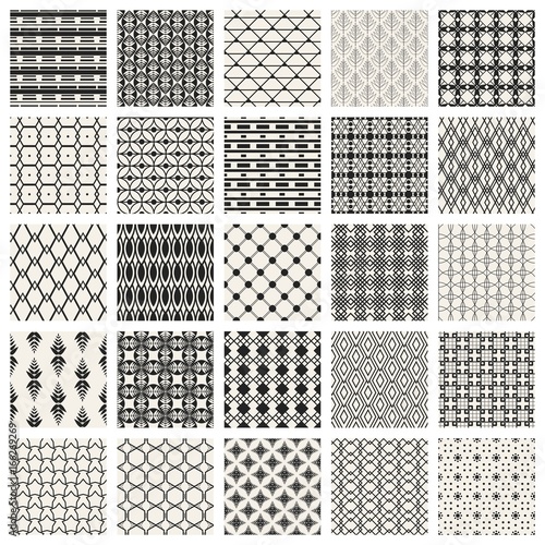 Abstract concept vector monochrome geometric pattern. Black and white minimal background. Creative illustration template. Seamless stylish texture. For wallpaper, surface, web design, textile, decor.