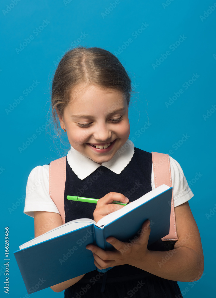 Study and back to school concept. Girl with braids Study and back to school concept. Girl with braids