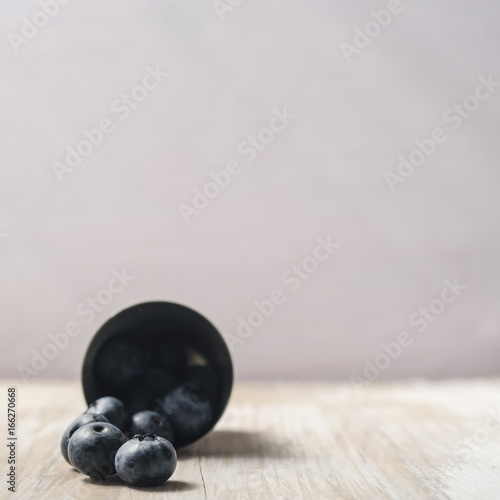 Blueberries in a metal container