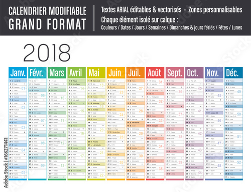 Calendrier 2018 modifiable - Grand format