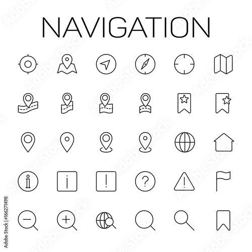 navigation icons set on white background