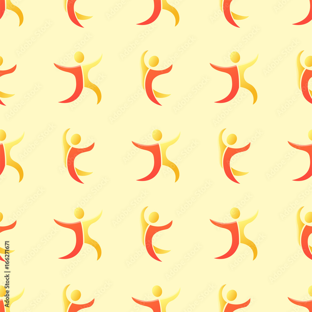 Obraz premium Silhouette abstract people performance character seamless pattern human figure pose vector illustration.
