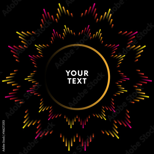 Illustration of colorful musical bar showing volume. Colorful music equalizer sound waves background. Vector illustration. Graphic Design Editable For Your Design. Frame template. Circle design.
