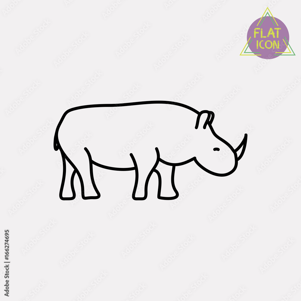 Obraz premium rhino line icon