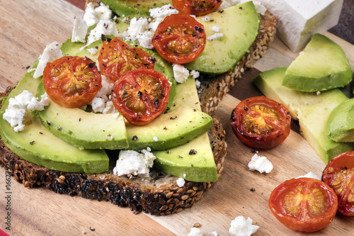 Avocado Toast with Cherry Tomatoes and Feta Cheese