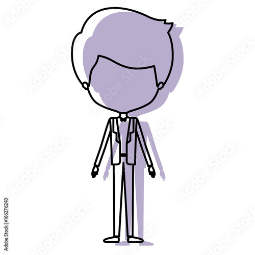 silhouette lilac color shadow of contour caricature faceless groom man in wedding formal suit