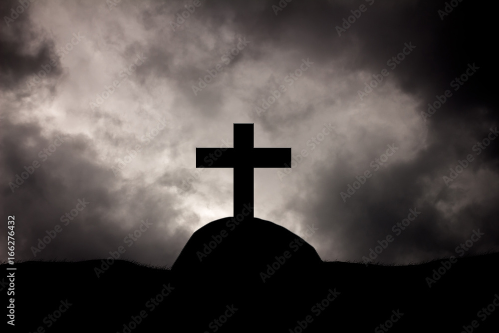 Rain clouds on Christian crosses graves. Rain clouds on Christian crosses graves.
