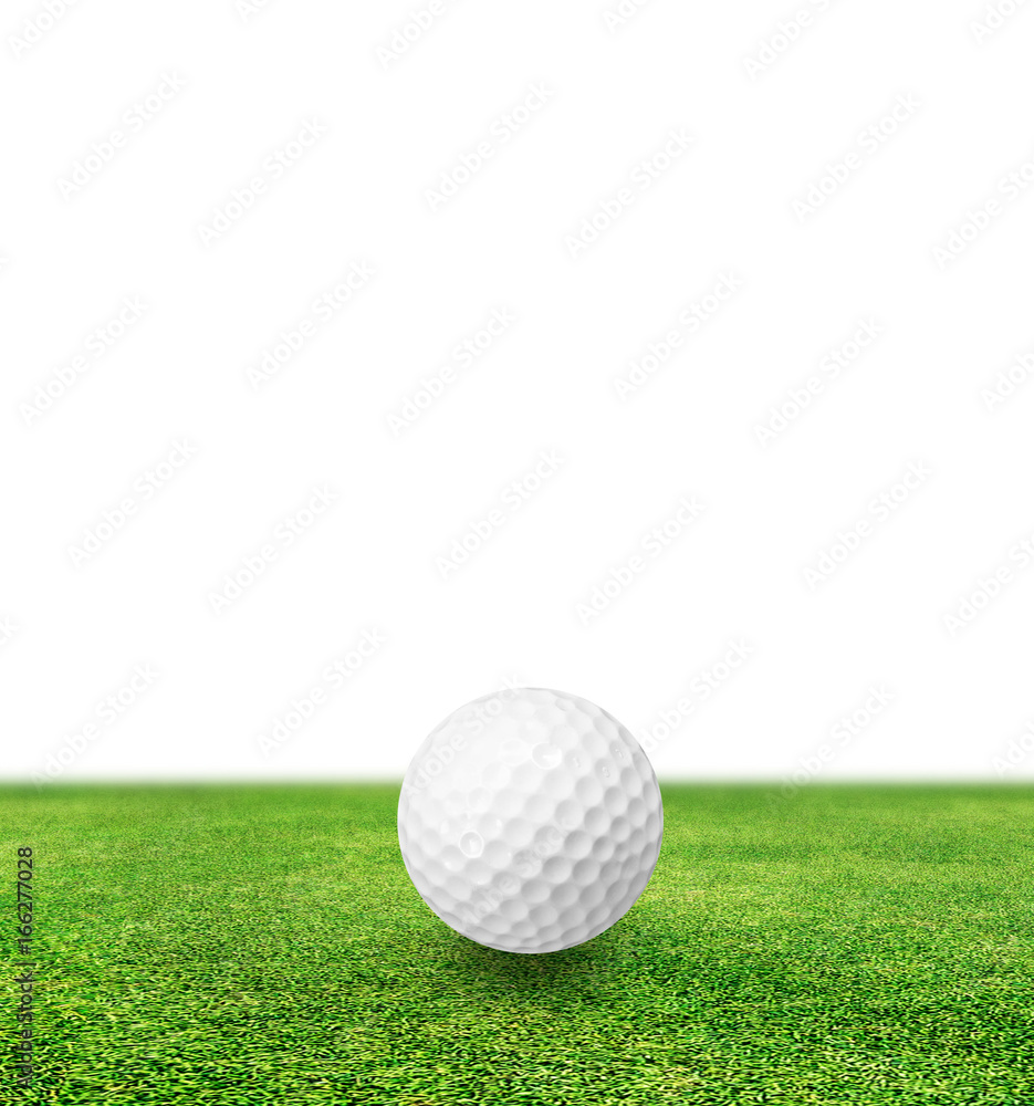 Golf ball on grass and white background Golf ball on grass and white background