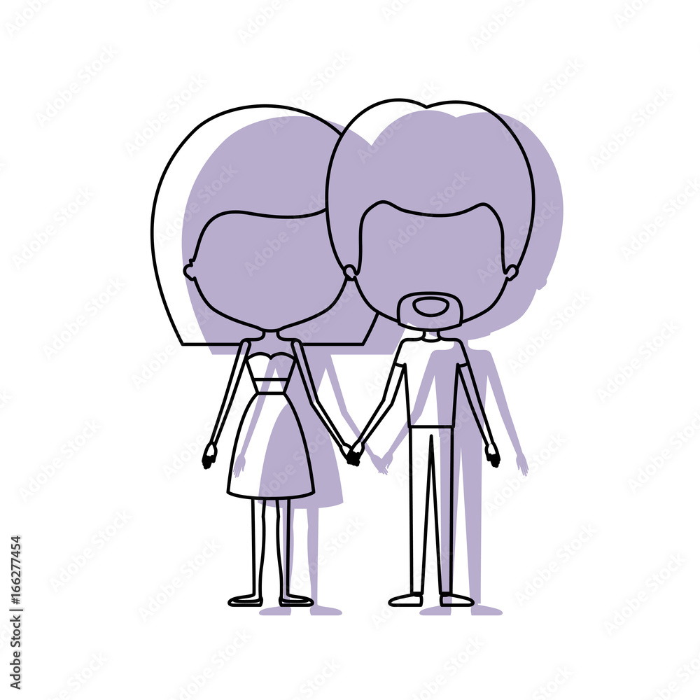 watercolor silhouette of faceless caricature couple standing and him with van dyke beard and her with skirt and mushroom hairstyle watercolor silhouette of faceless caricature couple standing and him with van dyke beard and her with skirt and mushroom hairstyle