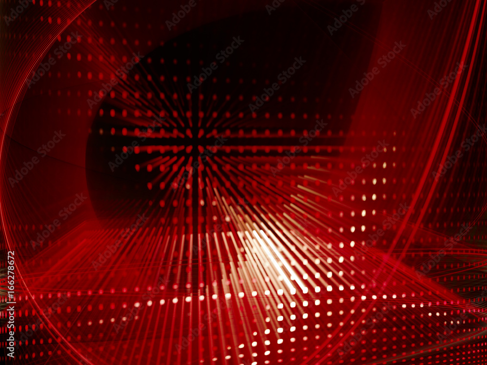 Fototapeta premium Abstract background element. Fractal graphics series. Curves, blurs and twisted grids composition. Red and black colors.