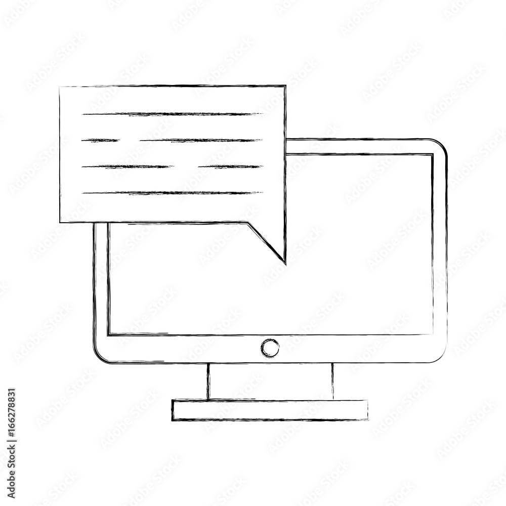 computer desktop with speech bubble computer desktop with speech bubble